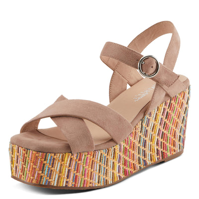 PATRIZIA Women's RAINBOWFUN Multicolor Quarter Strap Wedge Sandals Mauve EU 39 / US 8.5