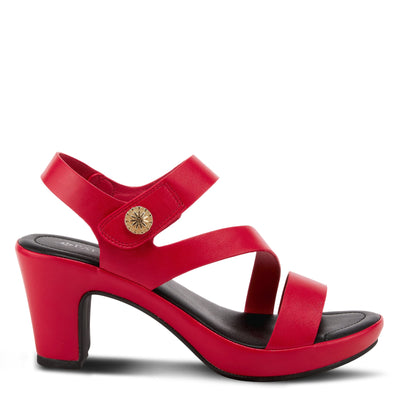 PATRIZIA Spring Step Asymadade Sandals for Women - Low Heel Slip-On Summer Sandals - Ladies Casual Platform Sandal with Hook and Loop - Red EU 37 / US 6.5-7