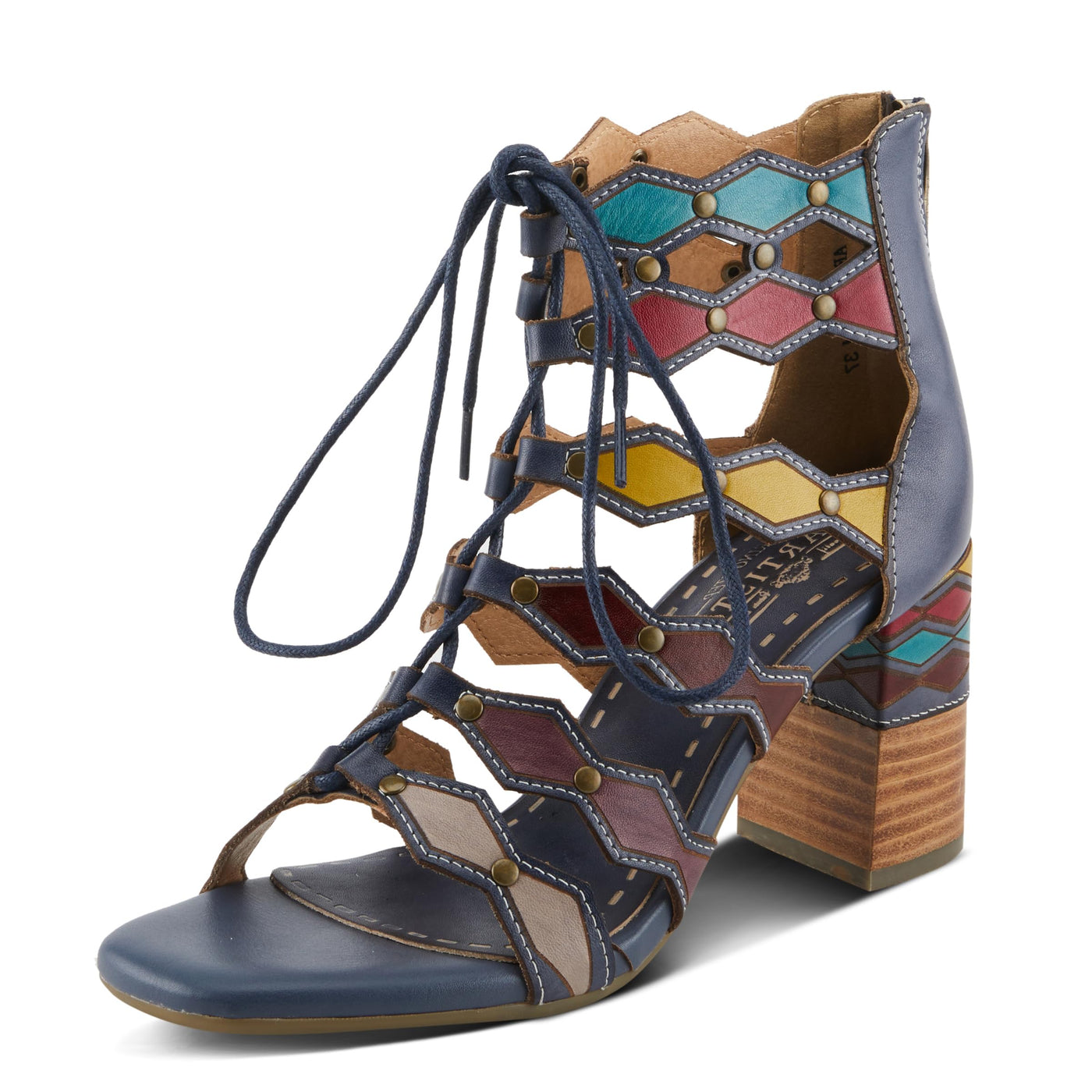 L'Artiste by Spring Step Women's Artdeco Sandal, Navy Multi, 5.5-6