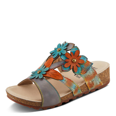 Spring Step L'Artiste Women's LAVONDA - Hand-Painted Floral Sandals with Padded Footbed Grey Multi EU 40 / US 9
