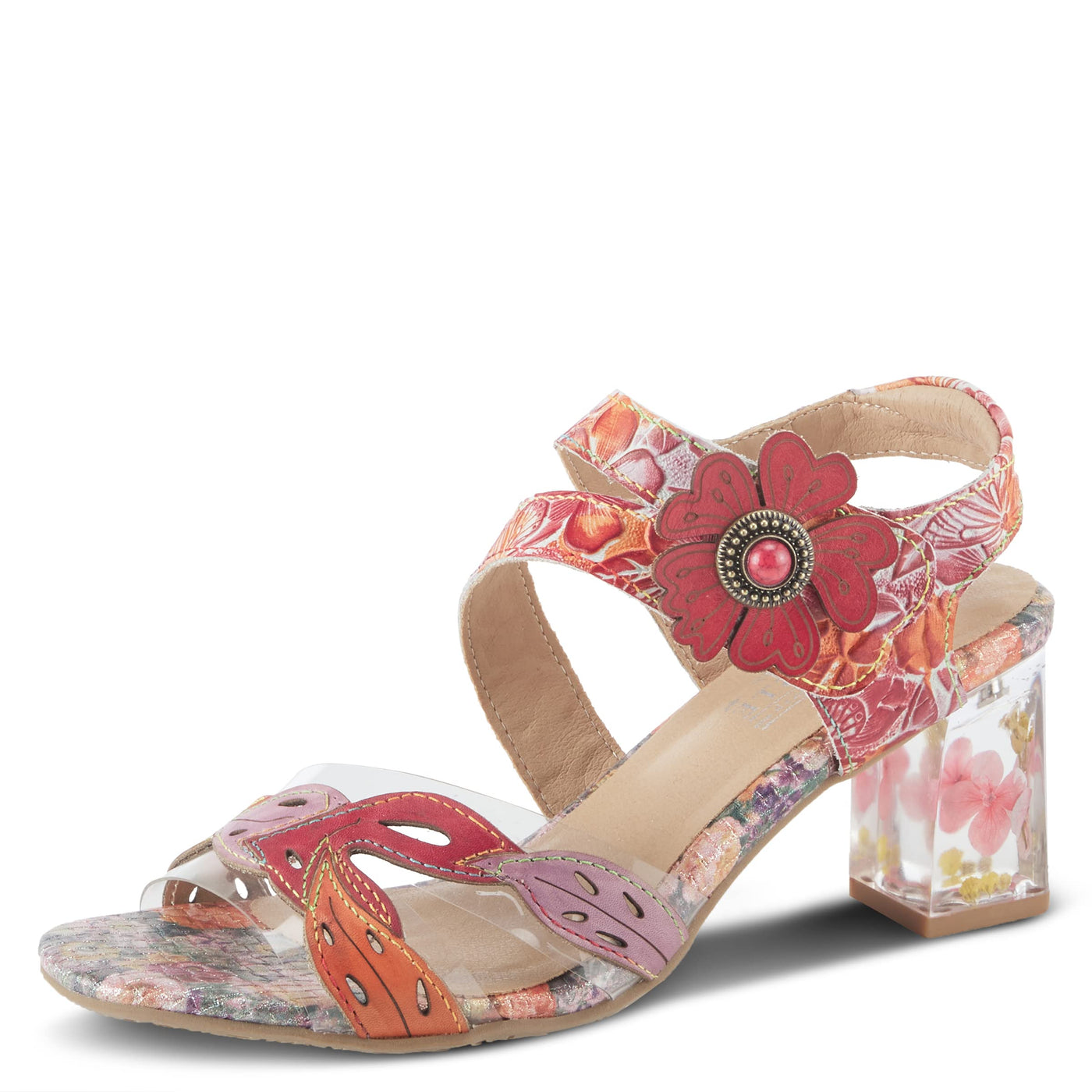 Spring Step L'Artiste Women's Caselle Quarter Strap Sandal Red Multi EU 35 / US 5