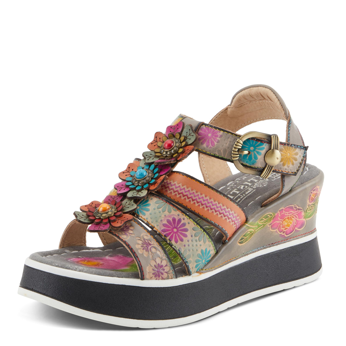 Spring Step L'Artiste Women's FloralBloom - Hand-Painted Lightweight Athleisure Sandals
