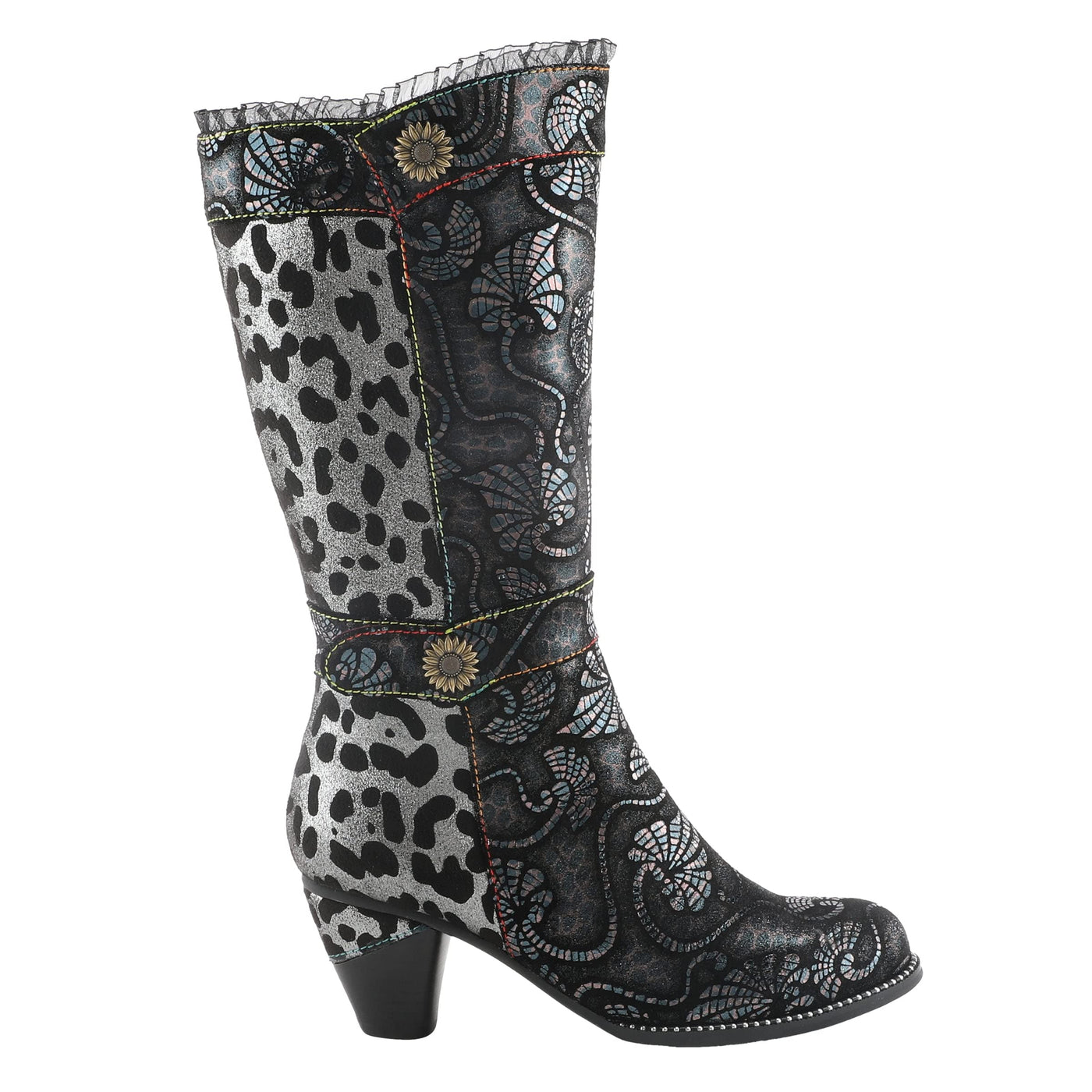 L'Artiste by Spring Step Dessalta Black Multi EU 38 (US Women's 7.5-8) M