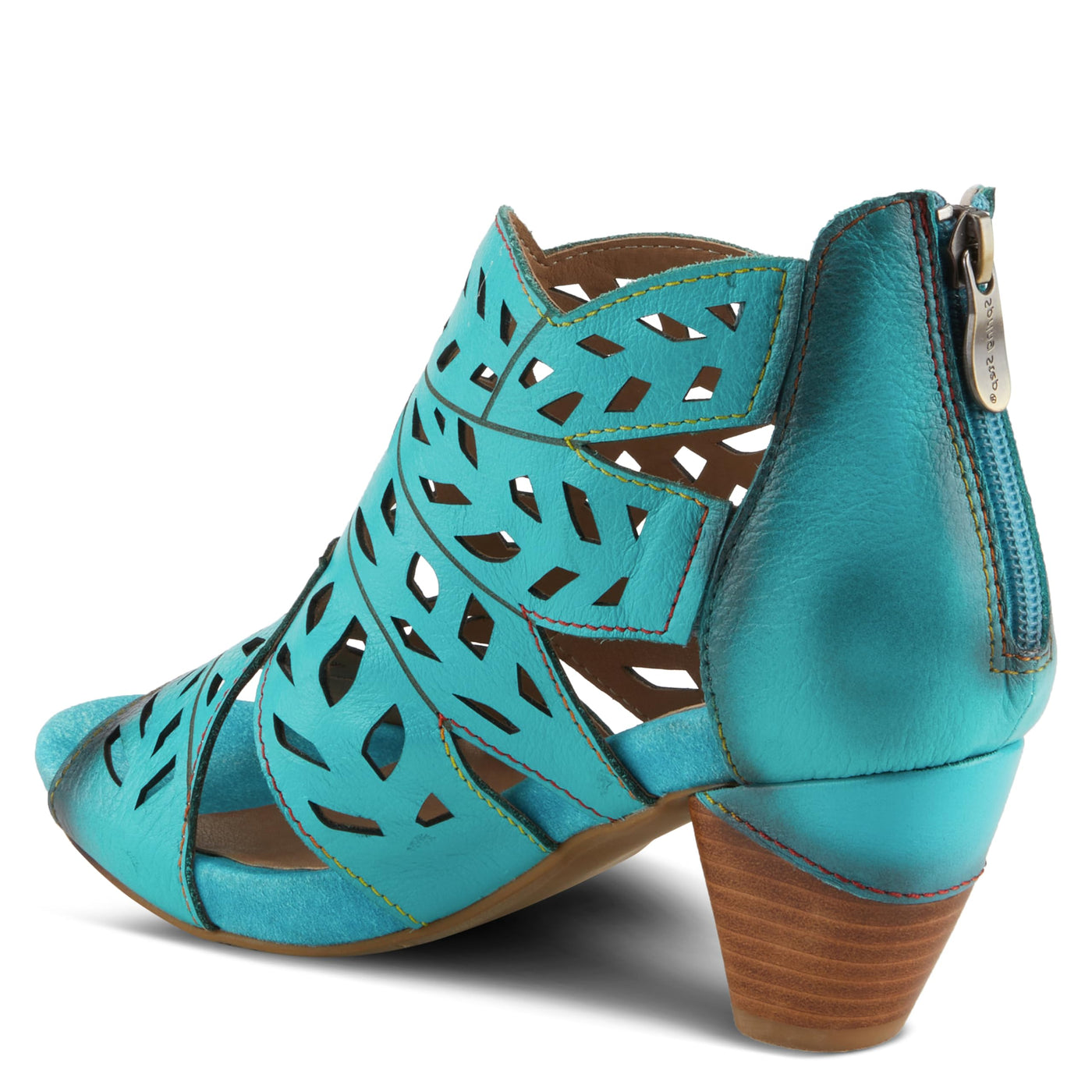 Spring Step L'Artiste Icon Sandals for Women - Ladies Casual Flats Platform Sandal - Hand Painting Summer Shoes for Womens - Turquoise EU 36 / US 5.5-6