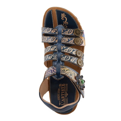 Spring Step L'Artiste Women's ACTIONETTA Artistic Sandals with Multiple Hook and Loop Closures Navy Multi EU 39 / US 8.5