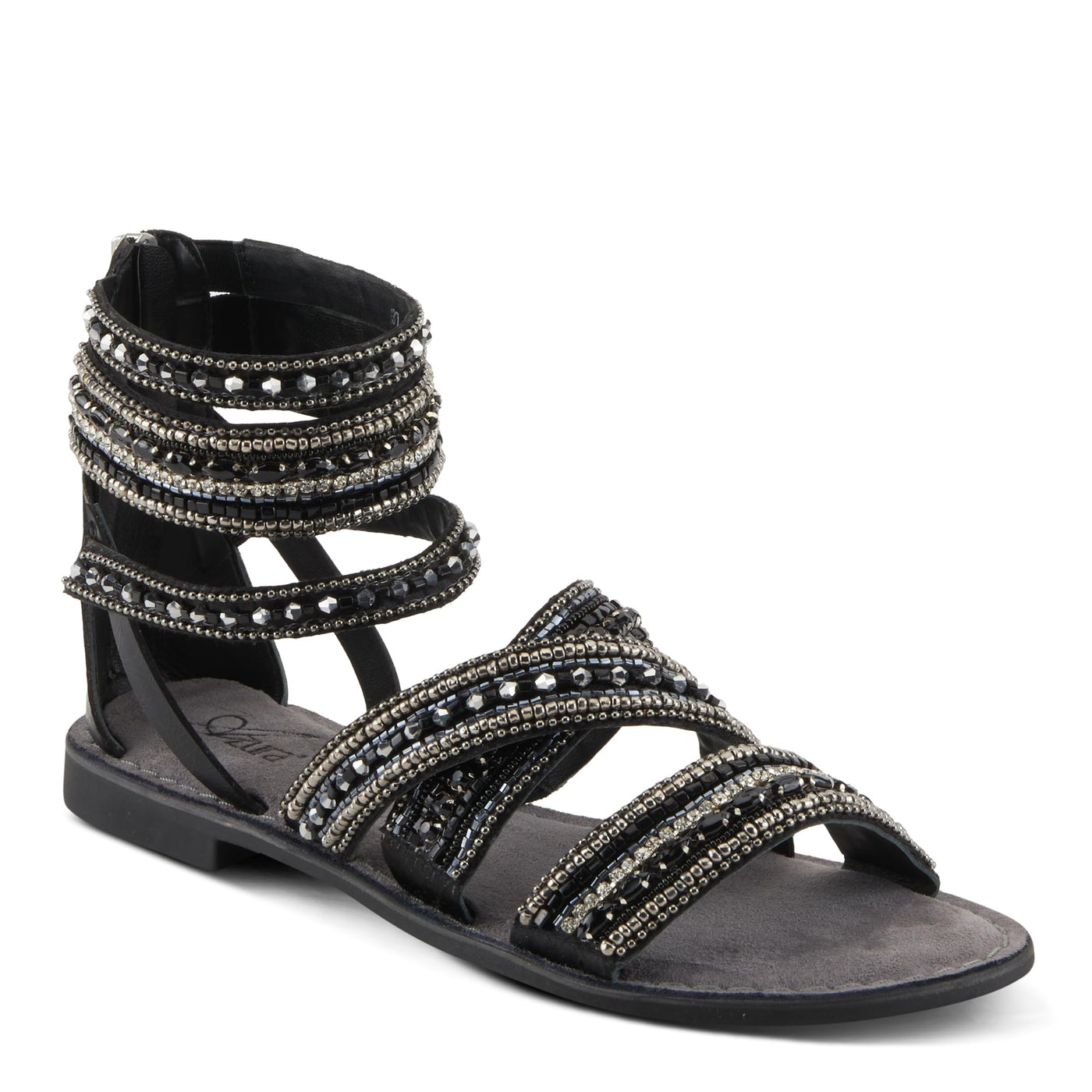 Azura Women's Andromeda Gladiator Flat Sandals with Jewels Black Multi EU 39 / US 8.5