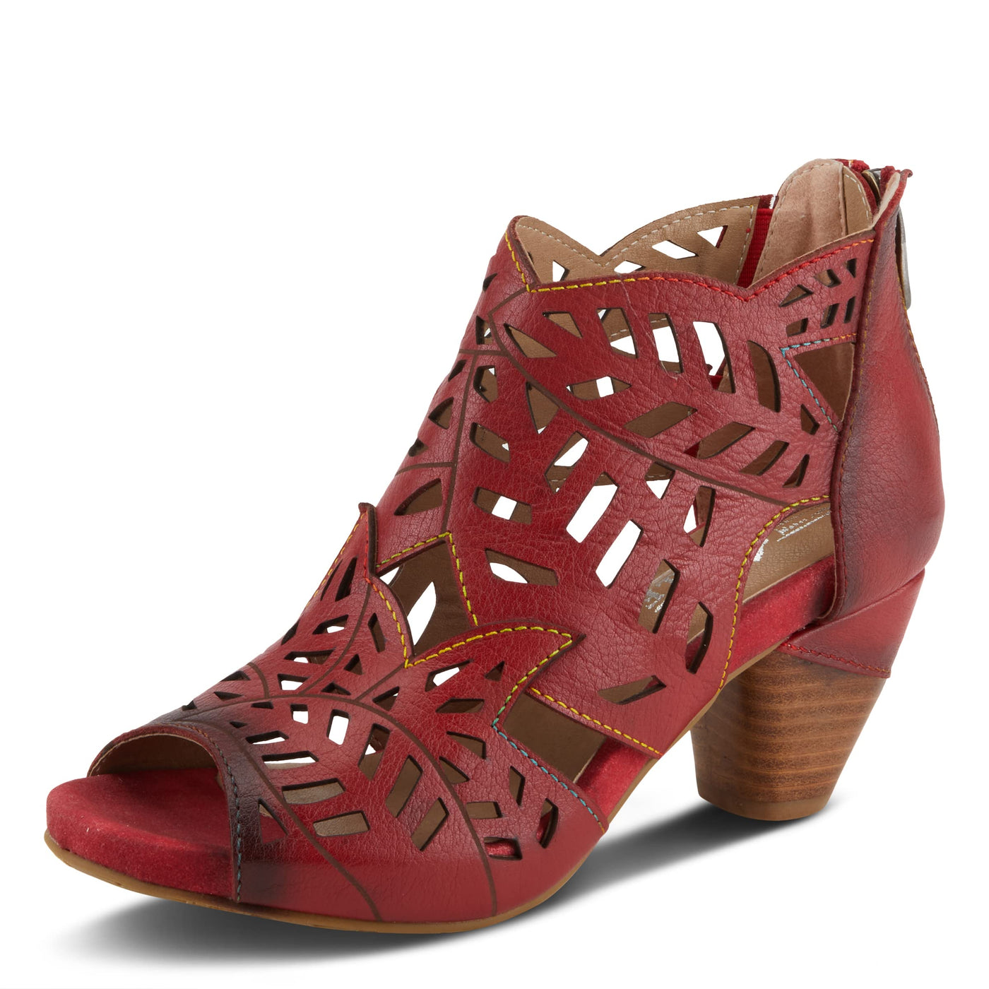 Spring Step L'Artiste Icon Sandals for Women - Ladies Casual Flats Platform Sandal - Hand Painting Summer Shoes for Womens - Red EU 36 / US 5.5-6