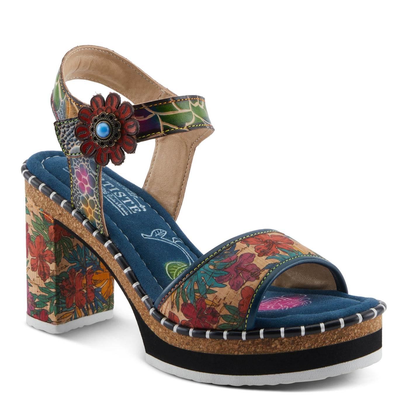 L'Artiste by Spring Step Women's Charisma Sandal, Navy Multi, 9.5-10
