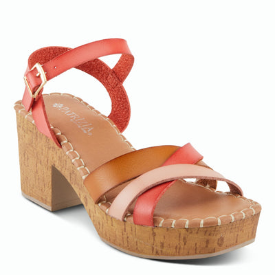PATRIZIA Women's SANDRINE Quarter Strap Cork Platform Sandals Red Multi EU 38 / US 7.5-8
