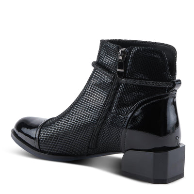 Azura Women's SHELBI Fashionable Leather Booties with Buckle Detail, Side Zipper, and Low Heel