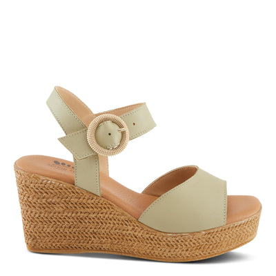 Spring Step ISOLA Women's Wedge Sandals - Secure Buckle Closure, Cushioned Footbed, Luxurious Leather Upper Sage Green EU 37 / US 6.5-7