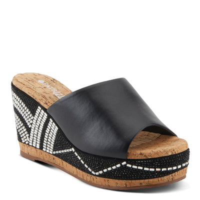 PATRIZIA Women's RADIANT Wedge Slide Sandals with Crystals Black EU 35 / US 5