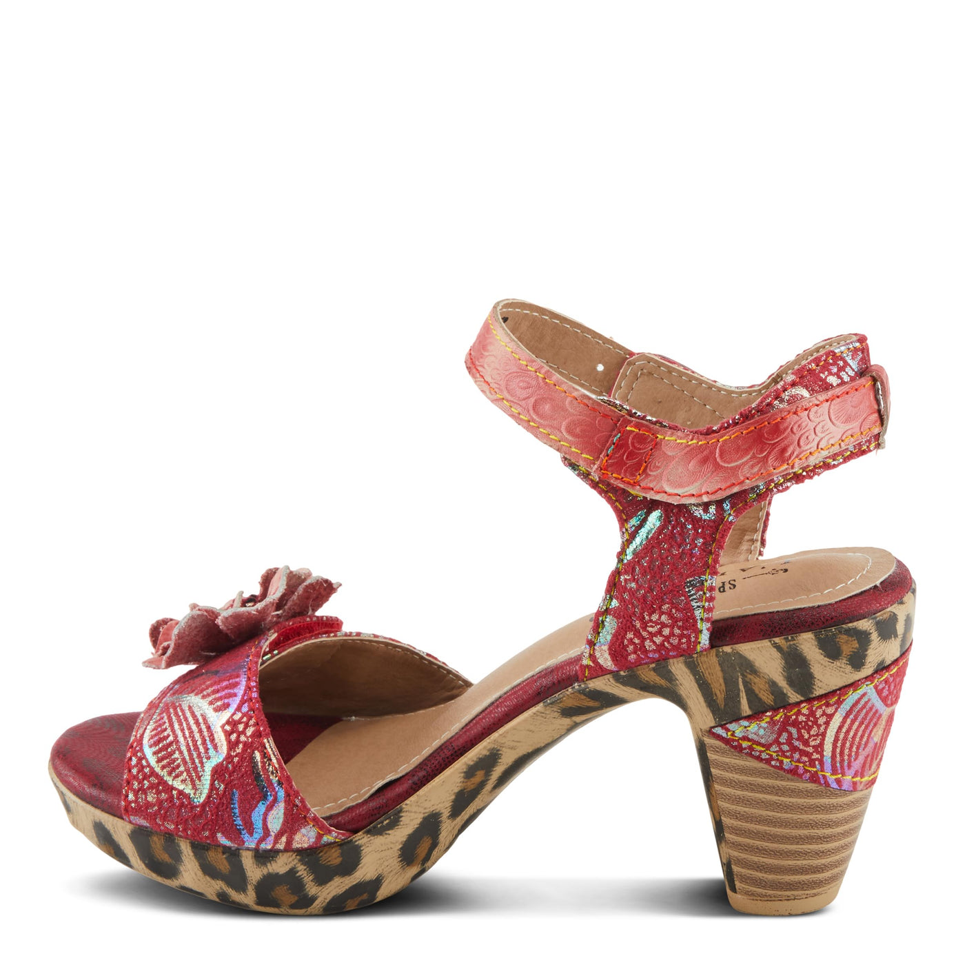 Spring Step L'Artiste Women's Wildcat Quarter Strap Heeled Sandal Red Multi Multi EU 36 / US 5.5-6