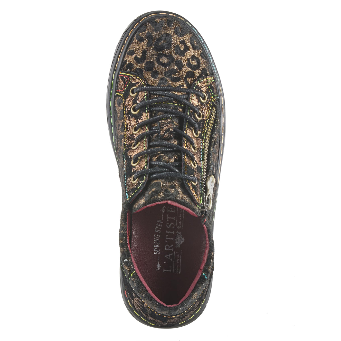 Spring Step L'Artiste Danli-Cheeta Snakers for Women - Animal Print Girls Sneaker - Ladies Fashion Snakers with Zipper and Adjustable Laces - Bronze Multi EU 39 / US 8.5