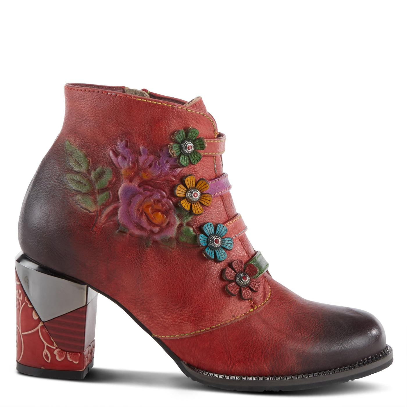 Spring Step L'Artiste Women's Maleeka Leather Mid Calf Boot Red Multi EU 42 / US 10.5-11