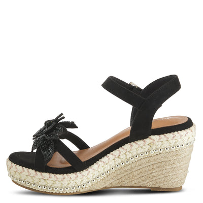 PATRIZIA Women's Sttropez Wedge Sandal Black EU 38 / US 7.5-8
