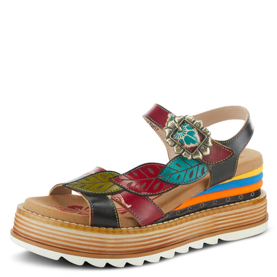 Spring Step L'Artiste Women's Irvetta Wedge Sandal Black Multi