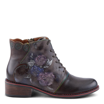 Spring Step L'Artiste Xenia Women's Lace-Up Oxford Bootie - Classic Menswear with Floral Print Shaft