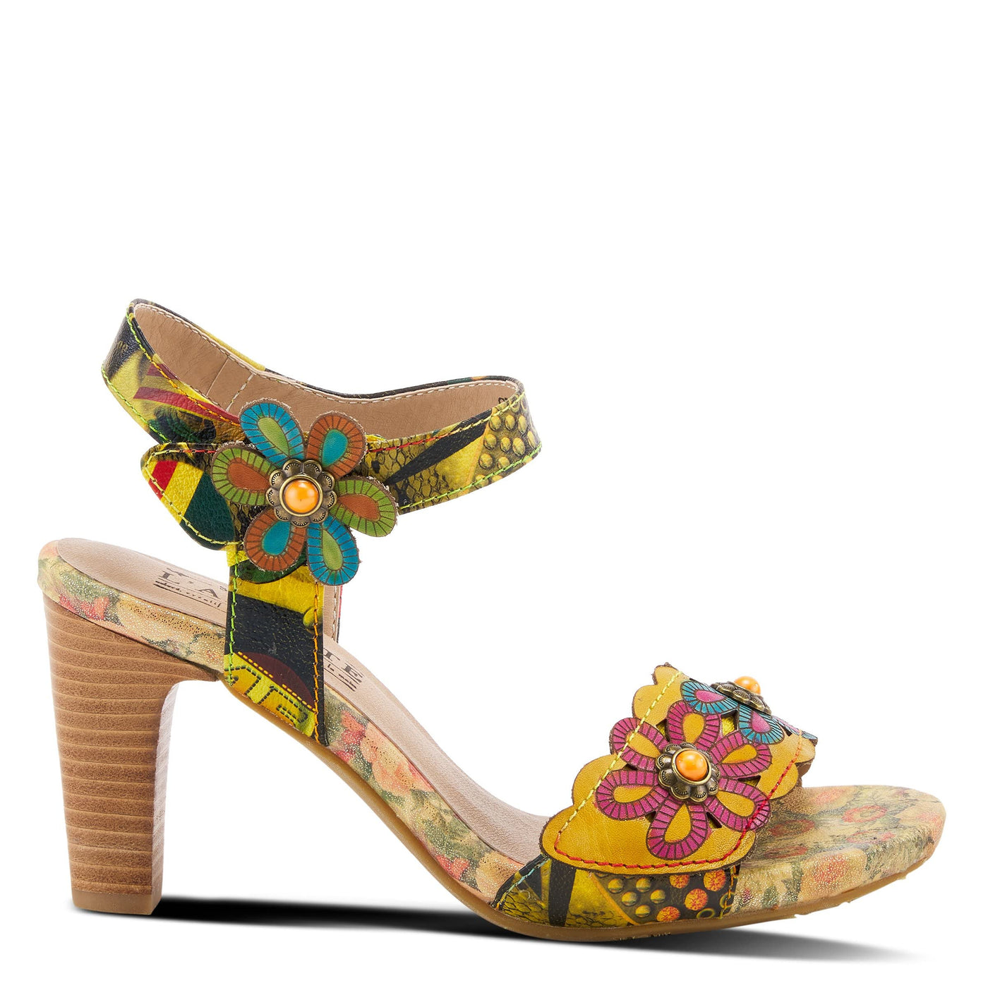 Spring Step L'Artiste Women's Gardena Quarter Strap Sandal Yellow Multi EU 40 / US 9