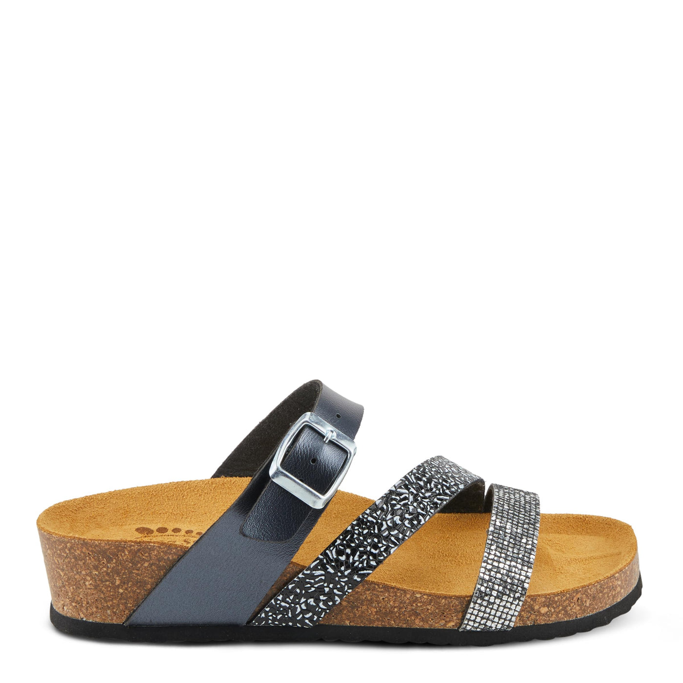 Spring Step ARENALL Women's Asymmetrical Sandals Slide - Eye-Catching Buckle Detail, Exceptional Comfort Black Multi EU 42 / US 10.5-11