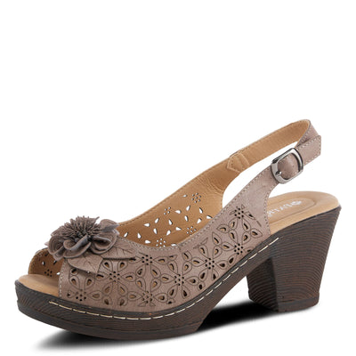 PATRIZIA Women's Doriday Ankle Strap Slingback Sandal with Flower White EU 38 / US 7.5-8
