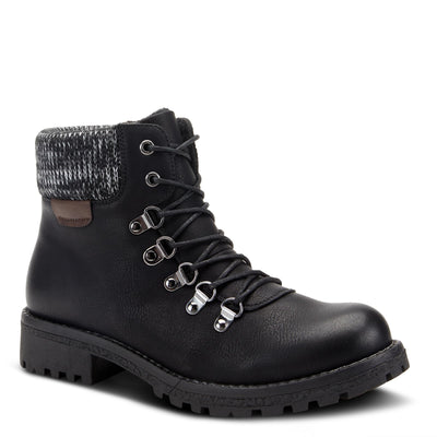PATRIZIA Spring Step Clarris Lace-Up Booties for Women - Ladies Boots with Cozy Faux Fur Lining - Tonal Stitching Ankle Boots for Womens - Black EU 36 / US 5.5-6