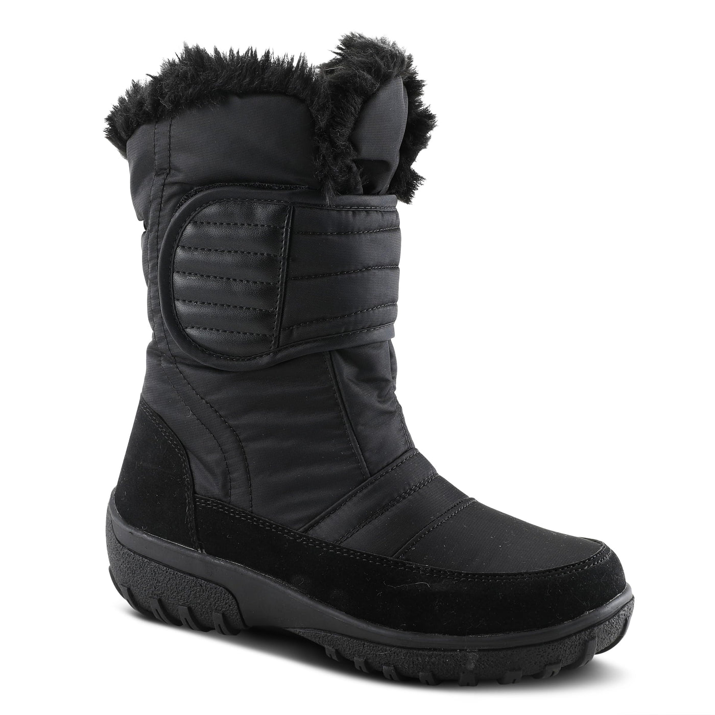 Flexus Spring Step Karpen Mid Calf Boots for Women - Ladies Waterproof Nylon Boots with Zipper - Womens Snow Boots for WinterBlack EU 38 / US 7.5-8