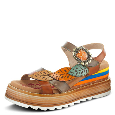 Spring Step L'Artiste Women's Irvetta Wedge Sandal Camel Multi