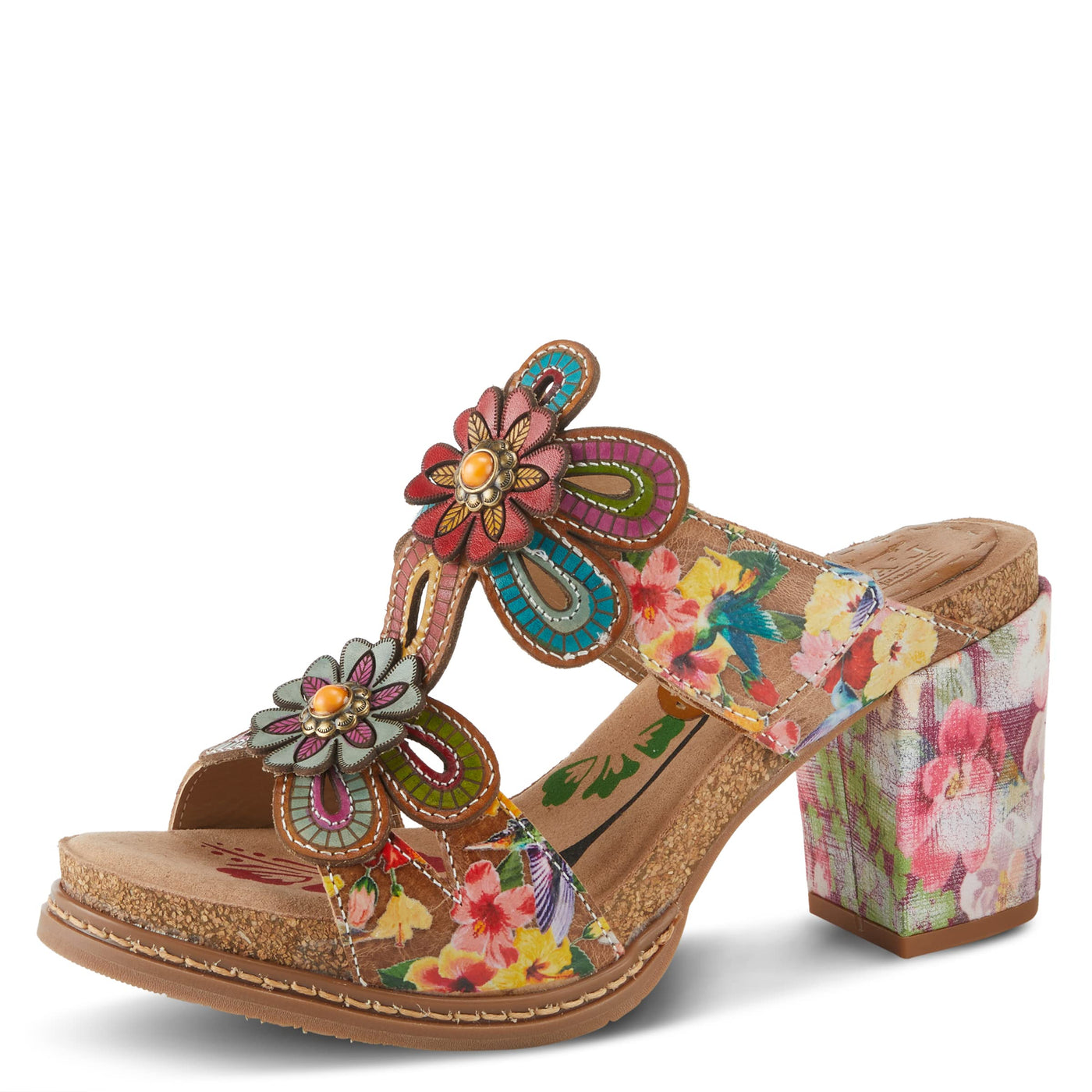Spring Step L'Artiste Women's Gwena Slide High Heel Sandal Tan Multi EU 36 / US 5.5-6