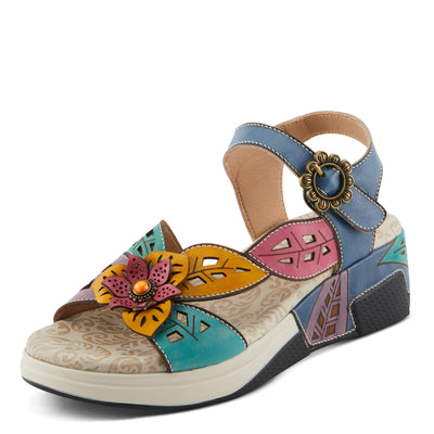 Spring Step L'Artiste Women's ALORA - Hand-Painted Lightweight Athleisure Sandals for Women Blue Multi EU 36 / US 5.5-6