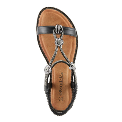 PATRIZIA Women's CHARMER T-Strap Flat Sandals Black EU 41 / US 9.5-10