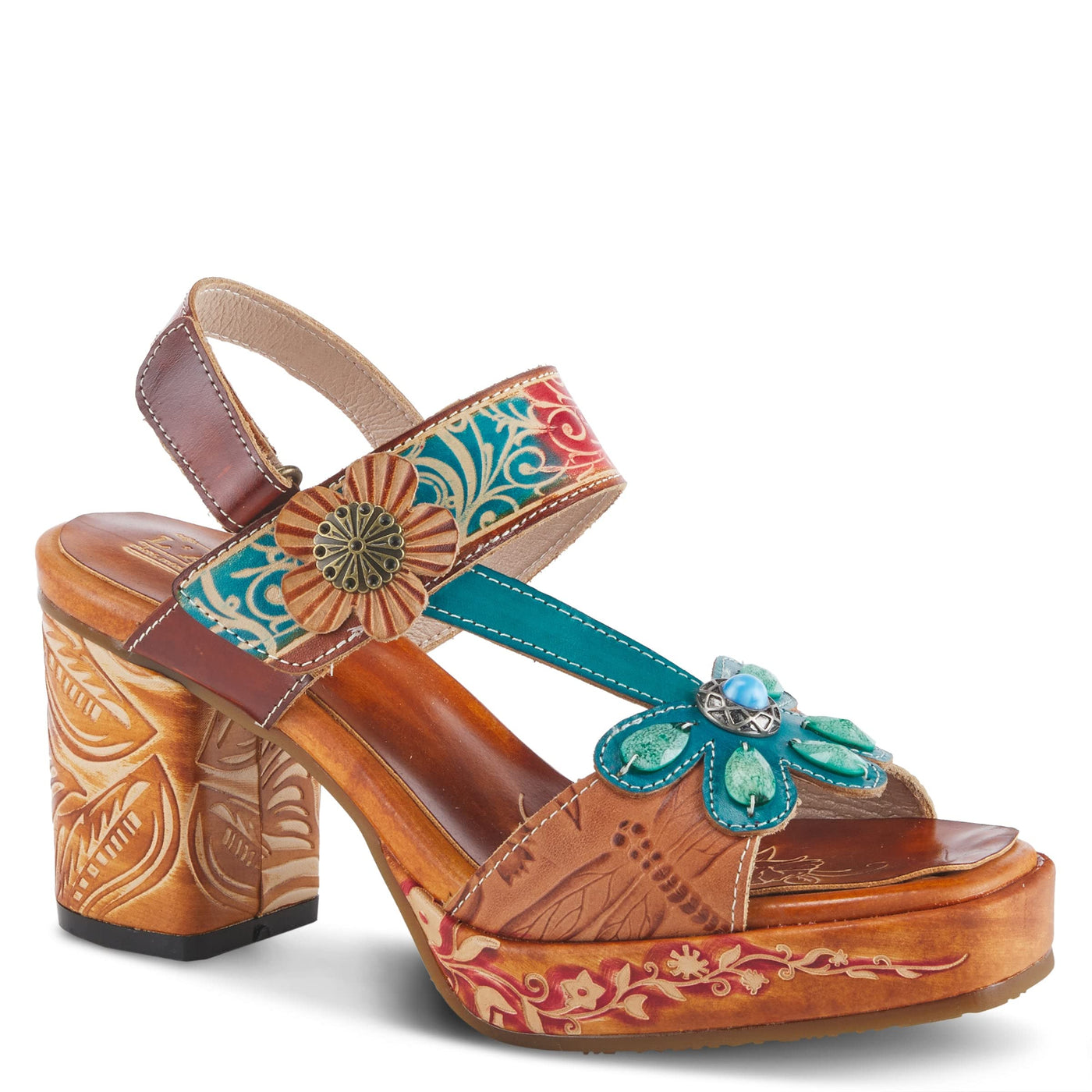 Spring Step L'Artiste Women's Gomma High Heel Sandal Camel Multi EU 42 / US 10.5-11