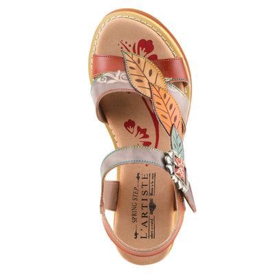 Spring Step L'Artiste Women's Irvetta Wedge Sandal Camel Multi