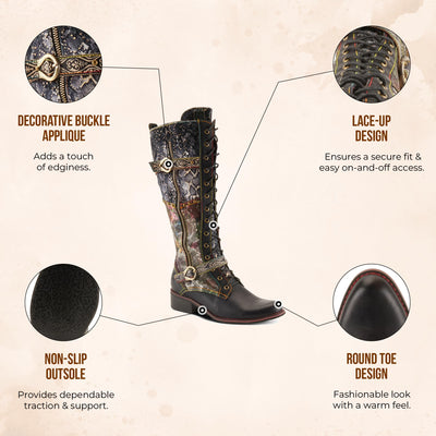 Spring Step L'Artiste Women's Vaneyck Leather Tall Boot Black Multi EU 41 / US 9.5-10