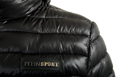 Plein Sport Men's Black Hooded Logo Print Zip Up Parka Jacket Sz US L IT 52