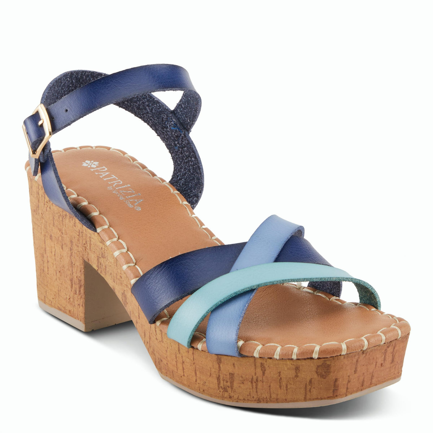 PATRIZIA Women's SANDRINE Quarter Strap Cork Platform Sandals Blue Multi EU 41 / US 9.5-10