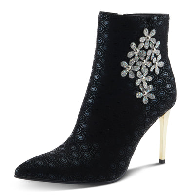 Azura Women's LUMINOUS Stylish Ankle Booties with Shimmer Finish, Comfortable Block Heel, and Zipper Closure Black EU 39 / US 8.5