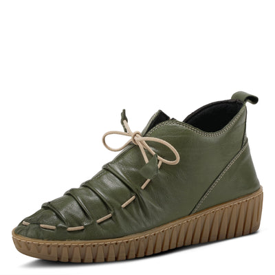 Spring Step Nespea Booties for Women - Waterproof Leather Women's Shoes with Zipper Closure - Western Ankle Boots for Women with Low Heel - Olive Green EU 37 / US 6.5-7