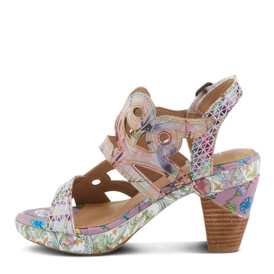 Spring Step L'Artiste Women's SWIRLNTWIRL Unique Print Sandals - Leather Wrapped Stacked Heel, Functional Buckle, Vibrant Style Mint Green Multi EU 38 / US 7.5-8