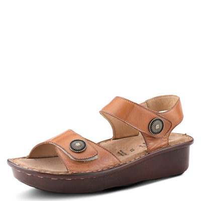 Spring Step Women's Toca Leather Quarter Strap Wedge Sandal with Adjustable Hook and Loop Closures Leather Quarter Strap Wedge Sandal with Adjustable Hook and Loop Closures