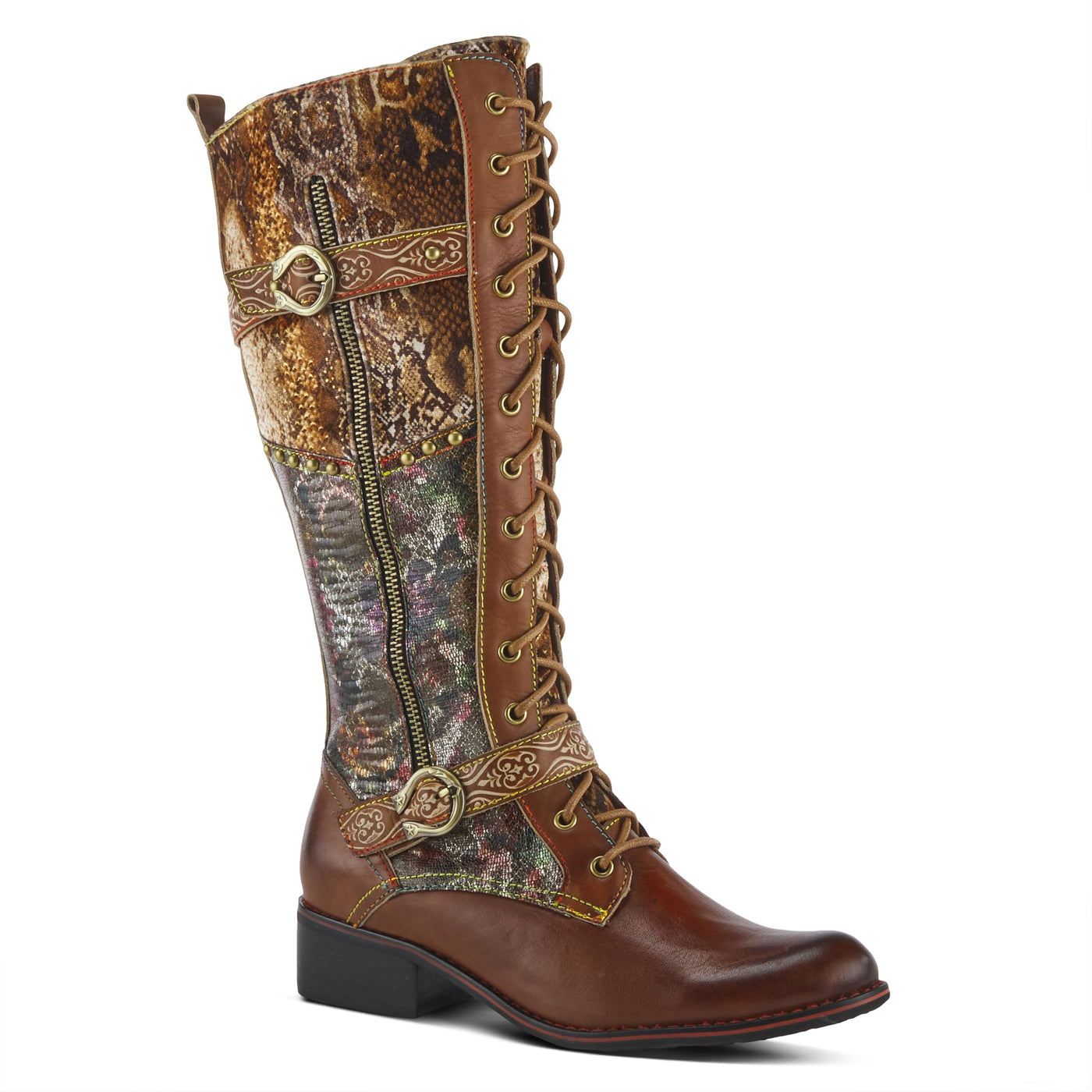 Spring Step L'Artiste Women's Vaneyck Leather Tall Boot Brown Multi EU 38 / US 7.5-8