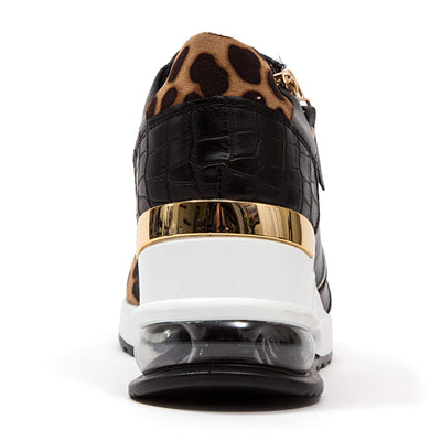 Lady Couture Leopard Print Wedge Sneaker, Ultra Black 9