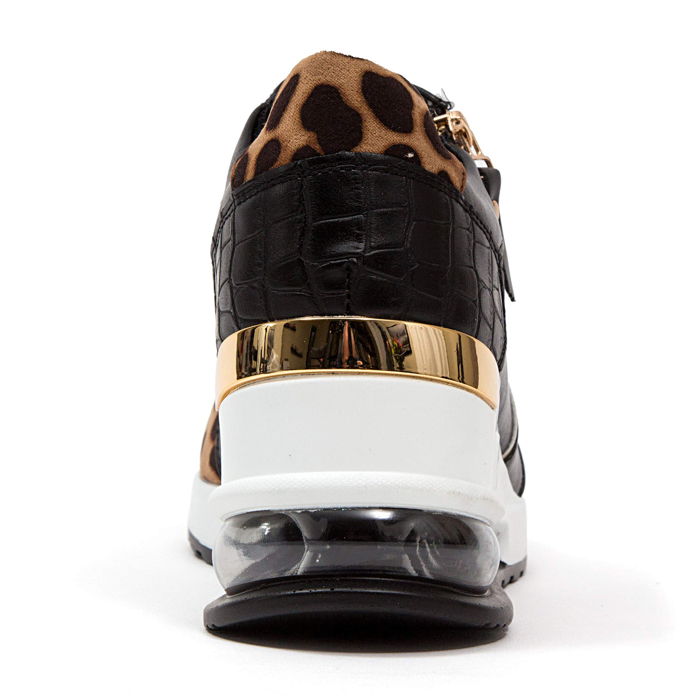 Lady Couture Leopard Print Wedge Sneaker, Ultra Black 6