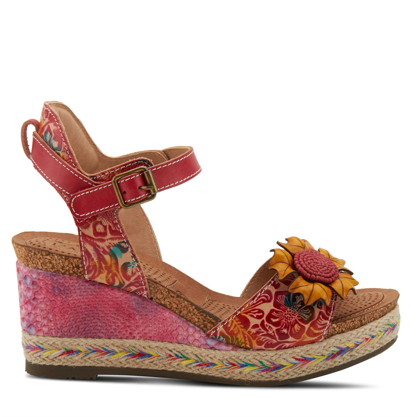 Spring Step L'Artiste Women's Annmarie Ankle Strap Sandal Red Multi EU 39 / US 8.5
