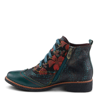 Spring Step L'Artiste Muggianahi Women's Oxford Bootie - Metallic Print, Textured Pin Dots, Fashion-Forward & Comfortable Green Multi EU 39 / US 8.5