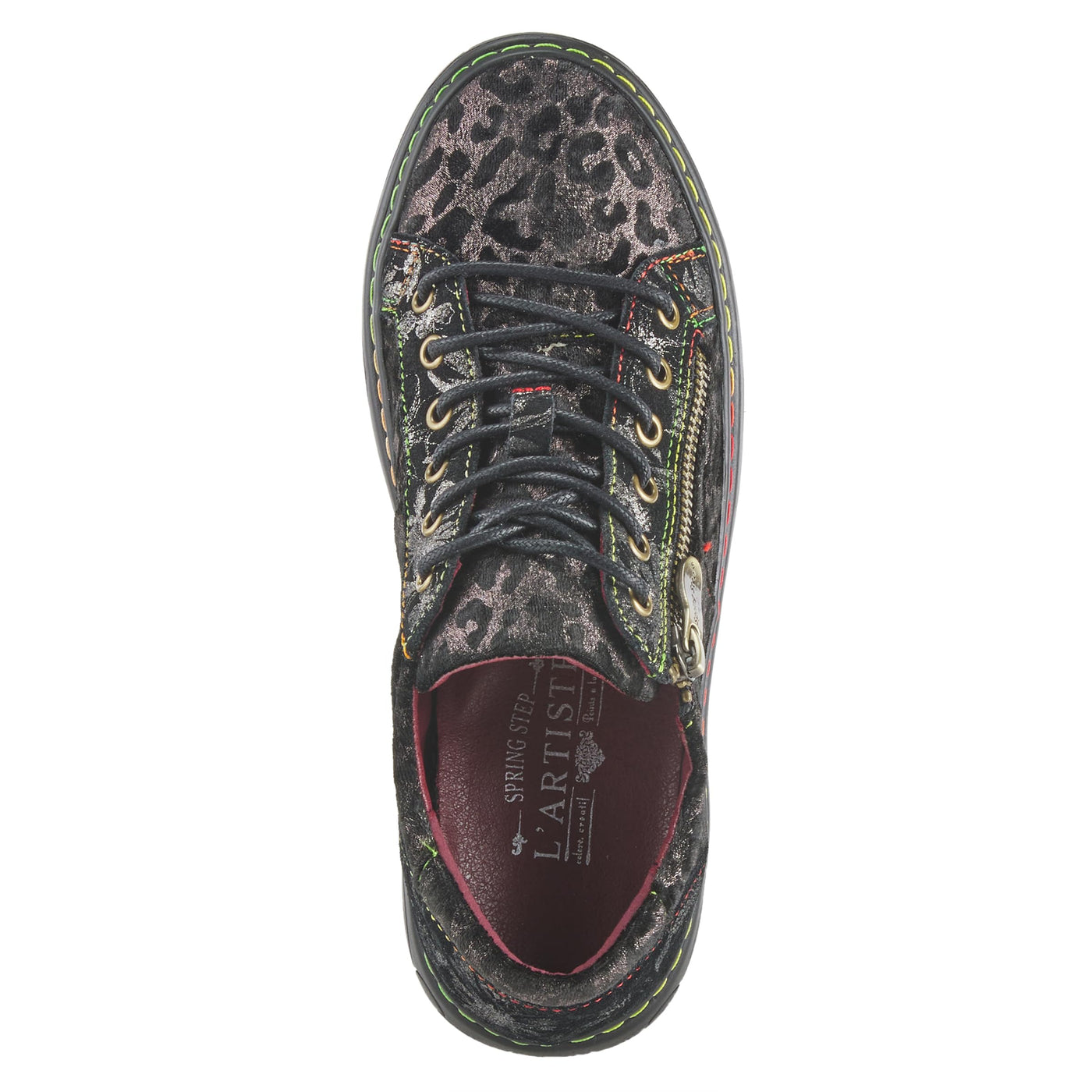 Spring Step L'Artiste Danli-Cheeta Snakers for Women - Animal Print Girls Sneaker - Ladies Fashion Snakers with Zipper and Adjustable Laces - Pewter Multi EU 38 / US 7.5-8