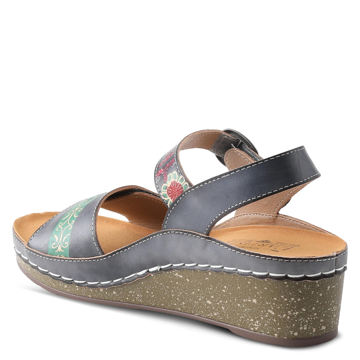 Spring Step L'Artiste Women's Roshni Wedge Sandal Blue Multi EU 35 / US 5