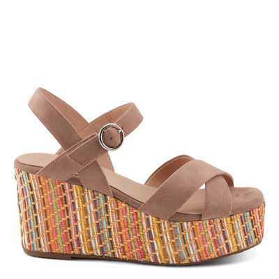 PATRIZIA Women's RAINBOWFUN Multicolor Quarter Strap Wedge Sandals Mauve EU 39 / US 8.5