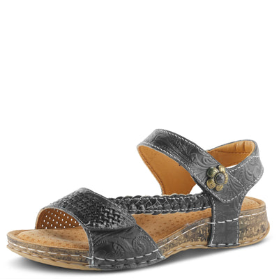 Spring Step L'Artiste Popular Sandals for Women - Ankle Strap Sandal with Hook & Loop - Hand Painted Ladies Sandals for Womens - Black EU 40 / US 9