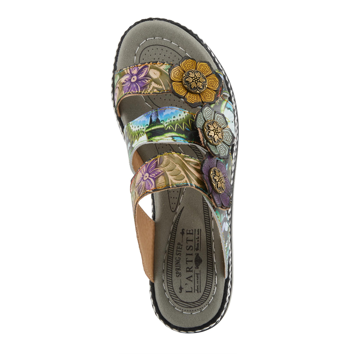 L'Artiste by Spring Step Women's Naomi-Monarch Sandal, Olive Multi, 8.5